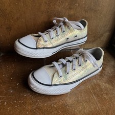 Girls Kids Sparkle Glitter Converse Low Top Shoe Size 12 Chuck Taylor All Star