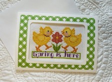 One Of A Kind Handmade Completed Counted Cross Stitch-Spring Is Here