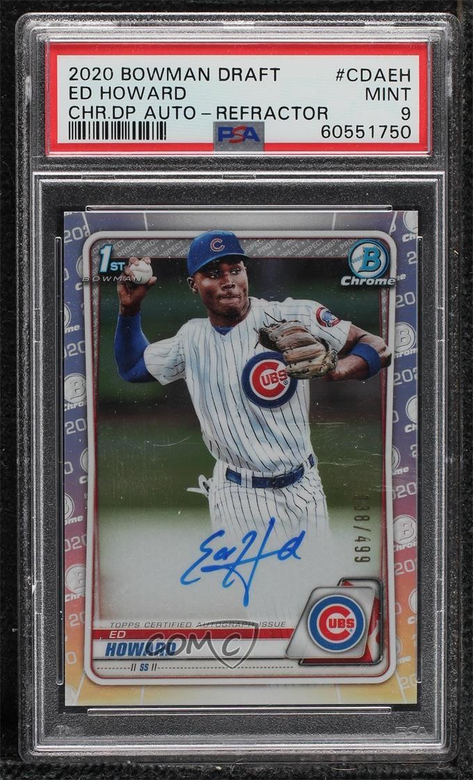 2020 Bowman Draft Chrome Picks Refractor 38/499 Ed Howard PSA 9 MINT Auto s7f