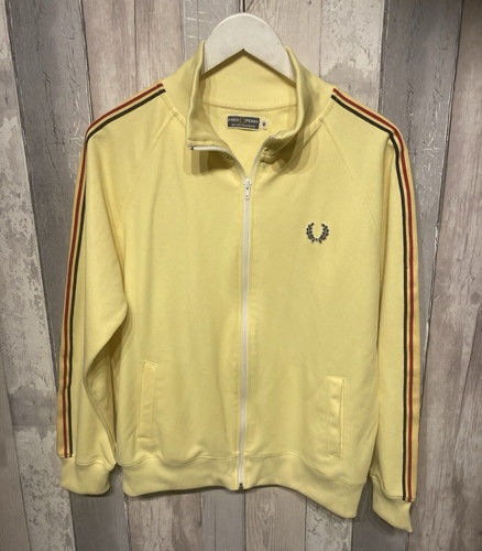 Fred Perry, Vintage Fred Perry Yellow Zipped Track Jacket Top Medium 22 P2P Good Condition