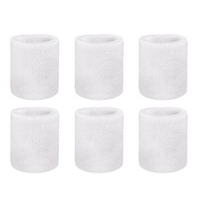 Wristbands Sweatbands, Sports Wrist Bands 3 x 3'' 6 Pack White