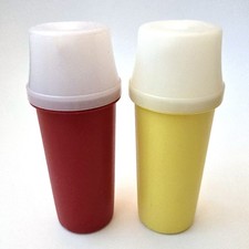 Vintage TUPPERWARE Ketchup Catsup Mustard Dispensers 1329 with Lids Pumps