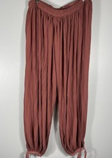 ZARA ZW Collection Flowy Pleated Balloon Pants Brick Ankle Tie Size Large Boho