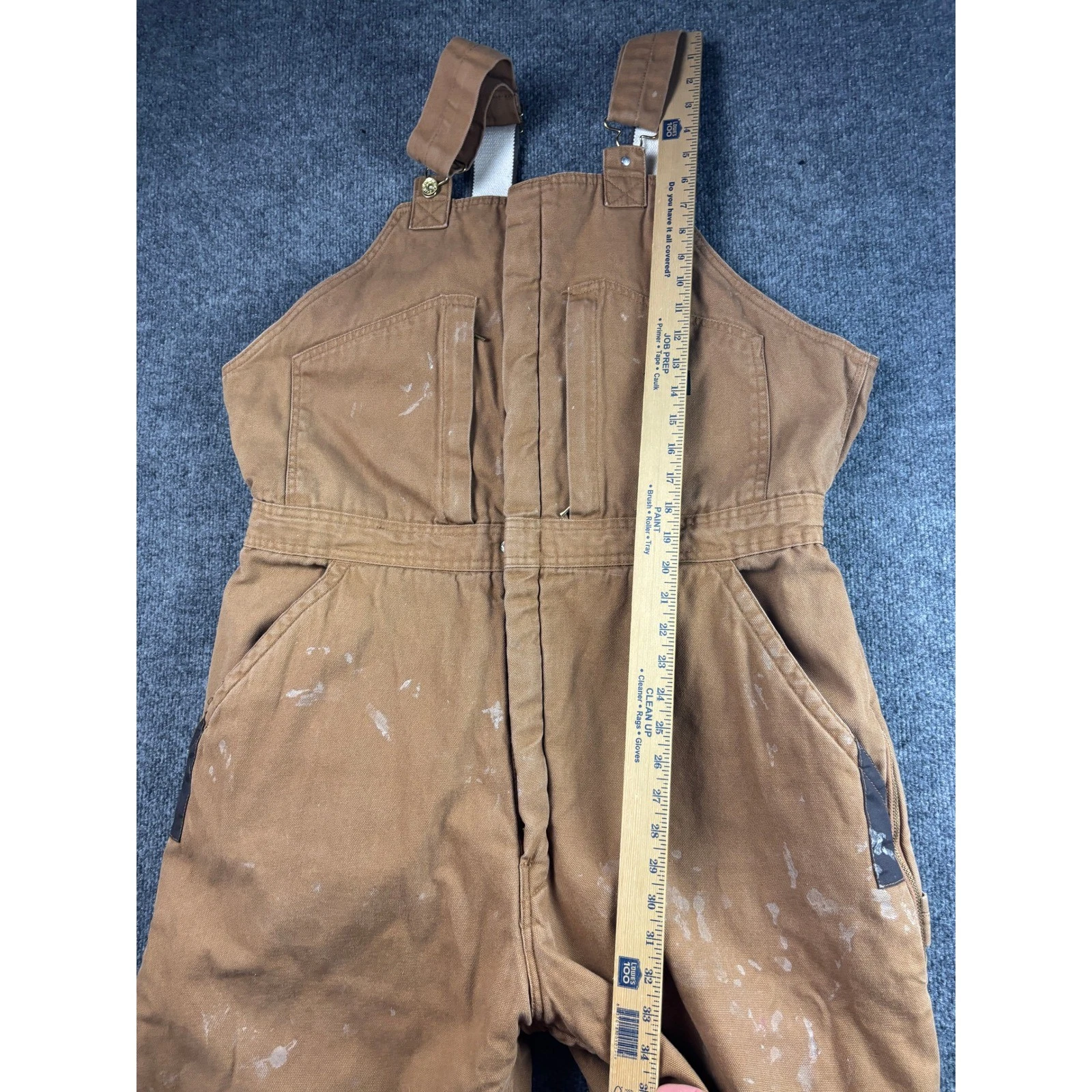 Dickies Duck Canvas Bib Overalls Mens XL Brown Lined Double Knee Workwear image 5