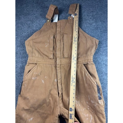 Dickies Duck Canvas Bib Overalls Mens XL Brown Lined Double Knee Workwear image 5