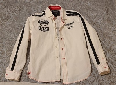 Hackett London Aston Martin Racing Kids Shirt White Long Sleeve Size 7/8