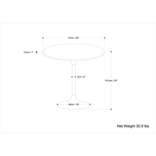 Pemberly Row Solid Wood & Metal 36x36" Round Contemporary Dining Table in Walnut - Picture 5 of 5