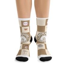 Coffee-Themed Recycled Poly Socks  Eco-Friendly Gifts, Fun Fashion, Cute ... 