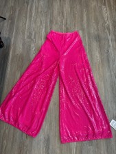 ASOS Luxe Sequin Wide Leg Women Size 6 Hot Pink Disco Festival