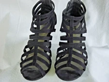 Coach and Four Black Heels Smooth Velvet Classy Stylish Shoes Size 7.5 Women's