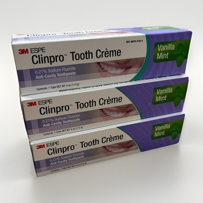Clinpro Tooth Creme Fluoride Toothpaste - 3 Tube (4oz ea) Vanilla Mint EXP 10/28