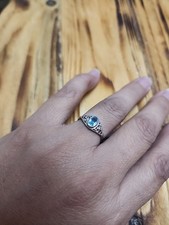 Vintage Blue Topaz Sterling Silver Ring - Size 6.5