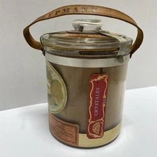 VINTAGE H. UPMANN CEDAR LINED GLASS CIGAR HUMIDOR JAR LEATHER STRAP