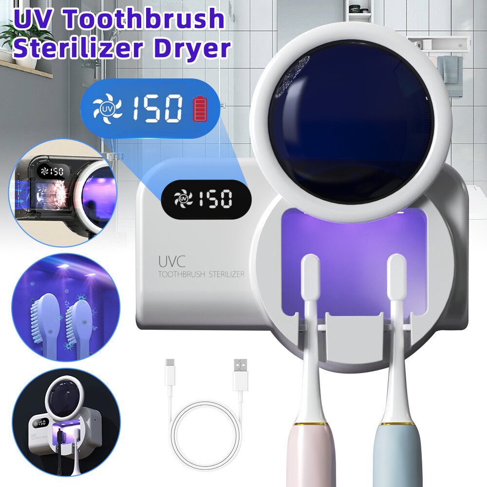 Smart Toothbrush UV Cleaner Sanitizer Dryer and Holder Cleaning and Air Drying