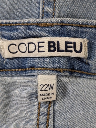 Code Bleu Jeans Women 22 W Blue Stretch Denim Light Wash High Rise 32" Lgth - Picture 11 of 14