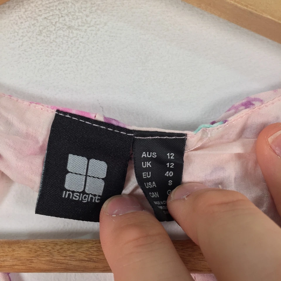 Vestido mujer Insight talla 12 ajuste acampanado rosa floral sin mangas cremallera rayón 070257 Foto 3 de 4