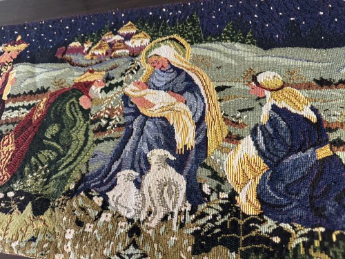Krippe Gobelin Tischläufer 52 x 12 Erste Weihnachten Jesus Maria Josef Weisen