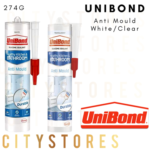 Unibond Anti Mould White Clear Bathroom Kitchen Shower Silicone Sealant