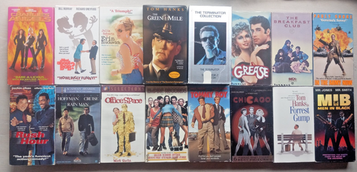 16 VHS - Empire Records, Grease, Office Space, Chicago, Rain Man, Green Mile