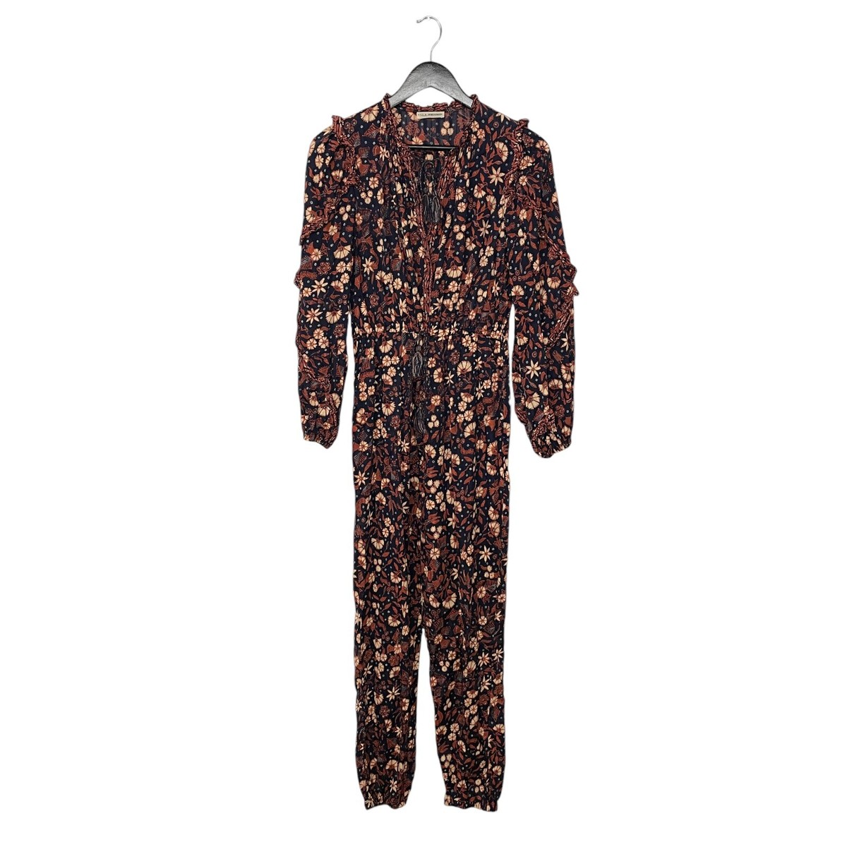 Ulla Johnson Delphine Floral Print Ruffle Boho Jumpsuit Size Midnight - Main Image