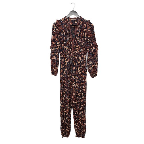 Tuta boho Ulla Johnson Delphine stampa floreale con volant taglia 2 mezzanotte - Foto 2 di 8
