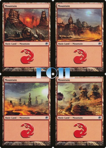 1 Set FOIL Mountain SOM #242+243+244+245 MTG Englisch NM/Unplay C Basic Land - Bild 1 von 5