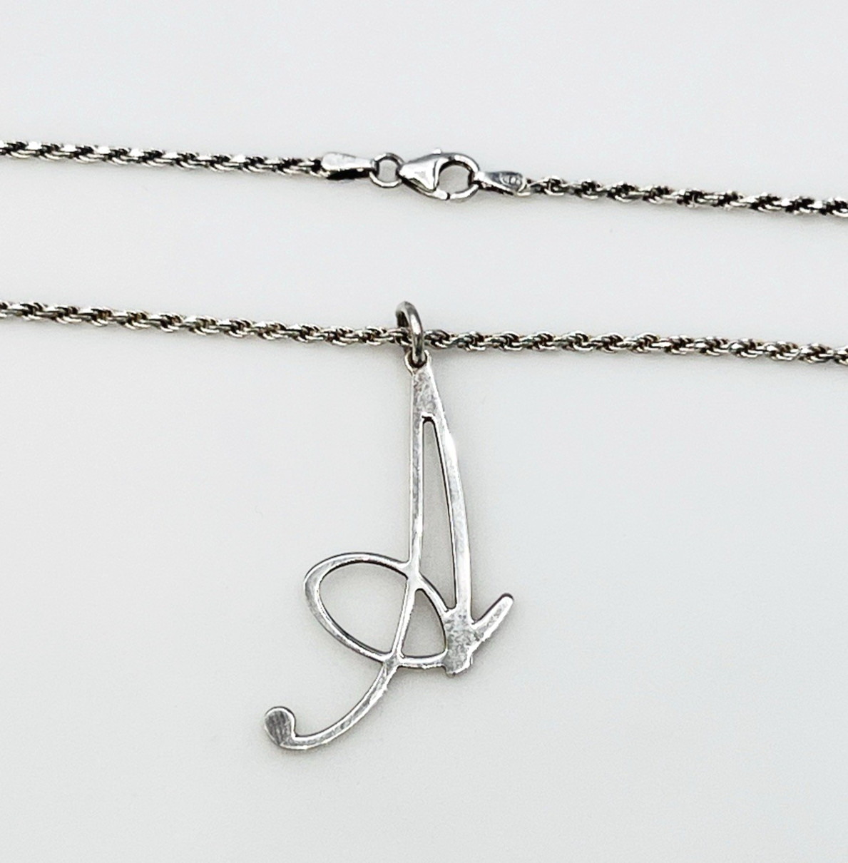 Sterling Silver Fancy Cursive Script Initial A Pe… - image 3