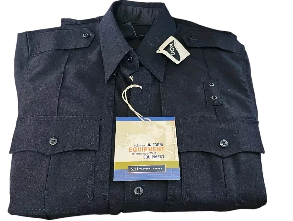 511 Tactical Series Small Short Sleeve Utility Work Shirt Spandex Poly Navy Blue - Image 4 of 4
