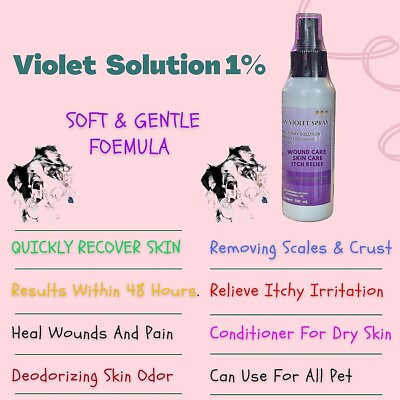 Gentian Violet Spray Solution 1% 100 ML. Pet Wound Care Skin Soother Healing  Dog | eBay