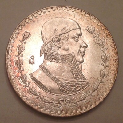~ Mexico 1964  One 1 Peso Silver Uncirculated Unc - FREE US SHIPPING