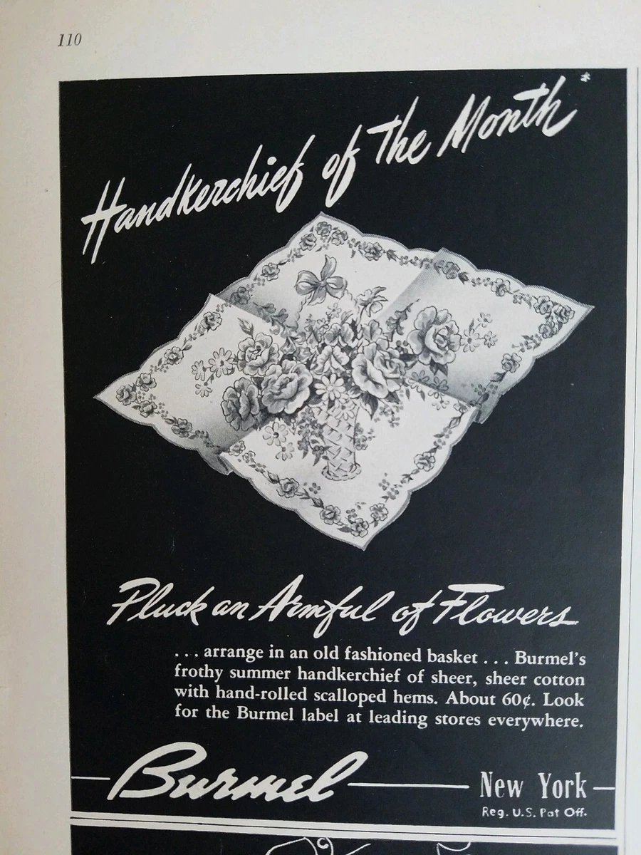 1948 Burmel handkerchief of the month pluck armful of flowers