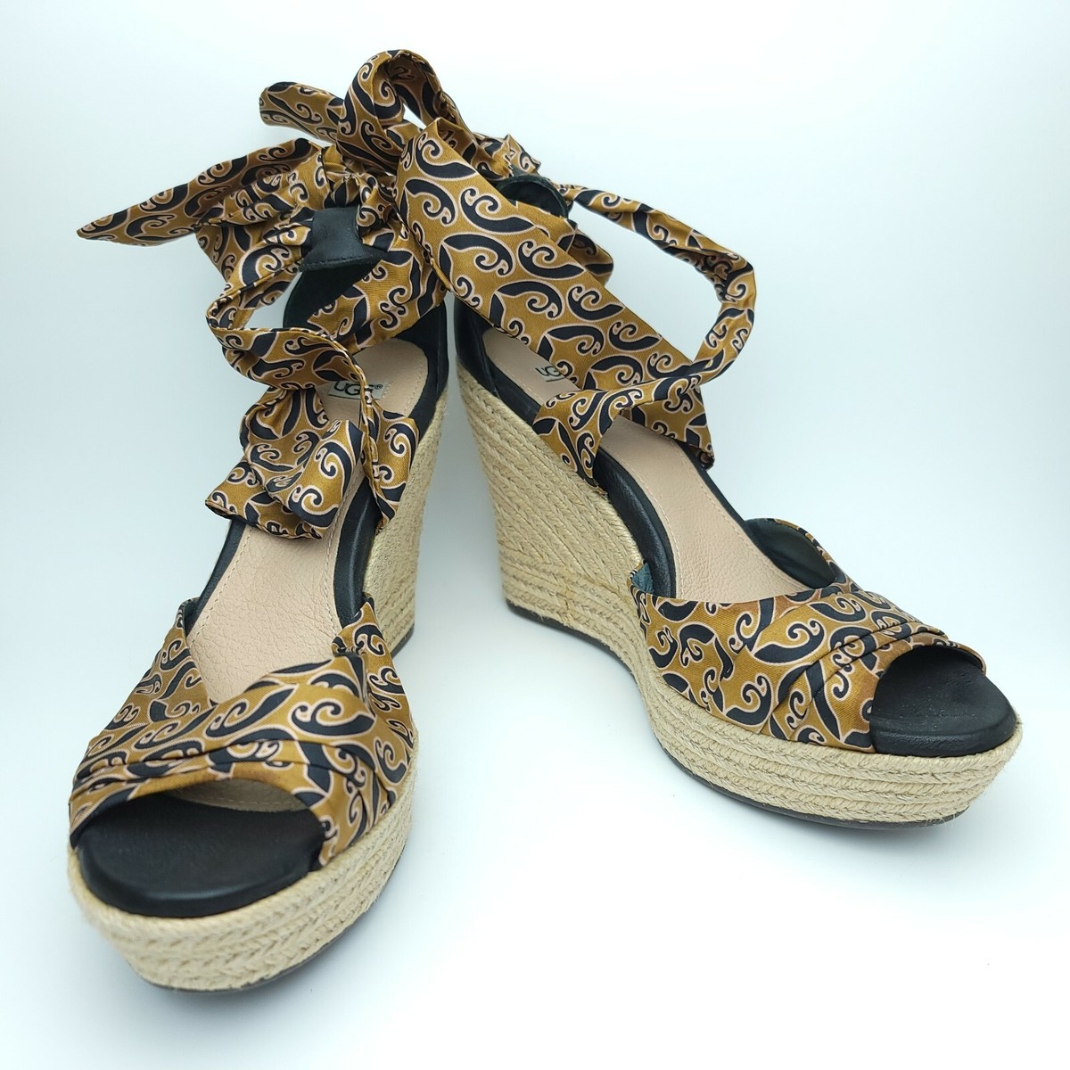 UGG Australia Womens 10 Brown Lucianna Marrekech Strap Heel Wedges