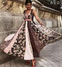 ZARA STUDIO SHIMMERY PATCHWORK DRESS EMBROIDERED V-NECK 2494/719