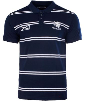 Gents Scotland Stripe Design Polo Shirt In Navy Size Small