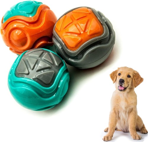 2 x 7 cm palline per cane in gomma 2 toni rimbalzante praticamente indistruttibile giocattolo per cucciolo forte - Foto 7 di 8