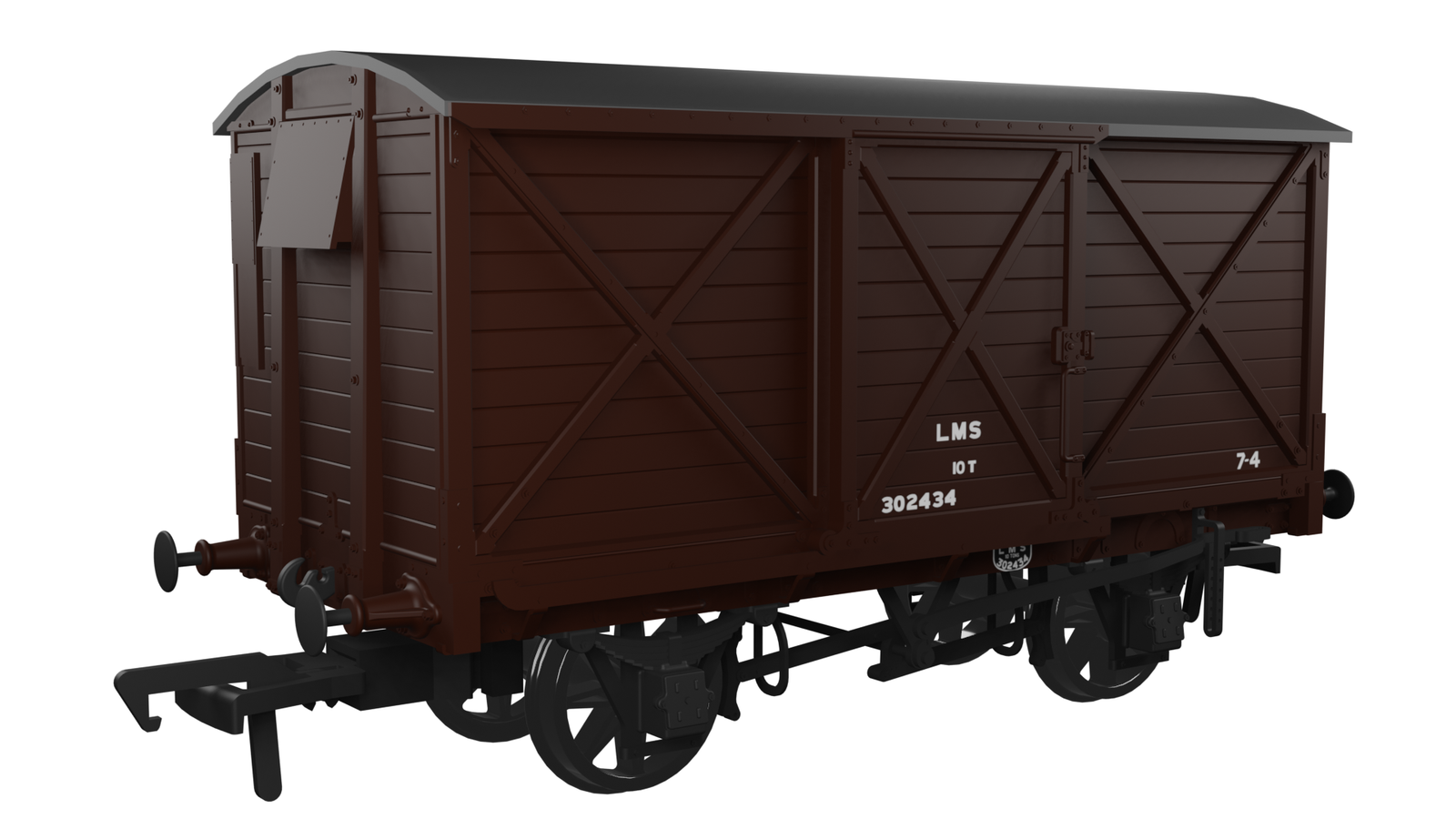 Rapido Trains 976009 OO Gauge CR Dia.67 10t Van – LMS (post-36) No.302434