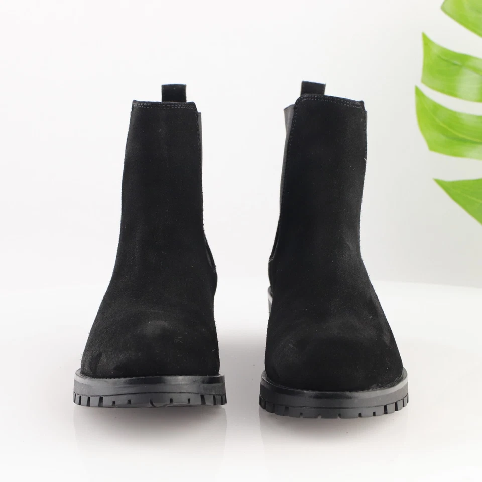 Bota Chelsea Joie para Mujer Talla 9.5 Negra Gamuza Tacón Bloque Botín Suela Cómoda Foto 2 de 4