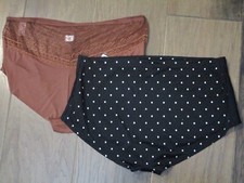 ASHLEY STEWART 2-PACK BRIEF/BOYSHORT PANTIES IN BLACK DOT/BROWN SIZE 26/28