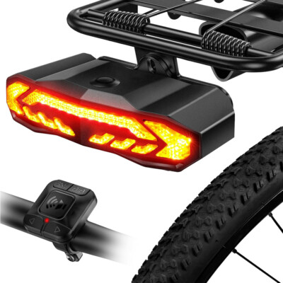 Smart Bike Tail Light LED USB Turn Signals Rear bicycle alarm kit Remote Control