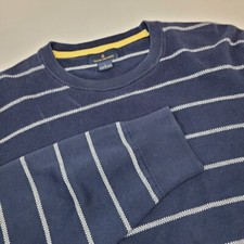 Brooks Brothers Blue White Stripe Pullover Sweater Size L Long Sleeve Cotton