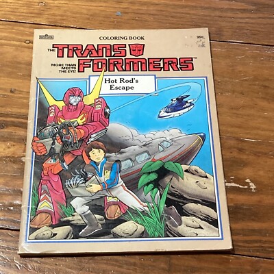 Marvel Books 1986 Transformers Coloring Book HOT RODS ESCAPE Used colored in
