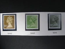 GB Machins 11.5p, 12P, 13P  Ochre-brown, Green, Olive SG X942, X943 & X944 MNH