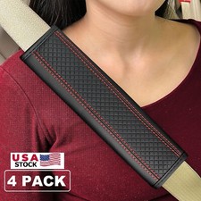 4pcs Leather Car Seat Belt Shoulder Pad Cushion Protector Cover Car Safety Strap
