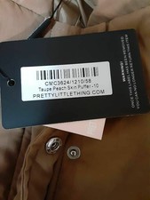 Prettylittlething Womens Puffer Jacket Peach Skin Taupe Lined Mock Neck 6