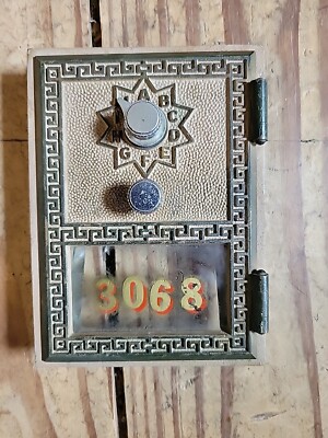 RARE 1966 American Device Greek Design Post Box Door Painted #3068 Glass & Combo