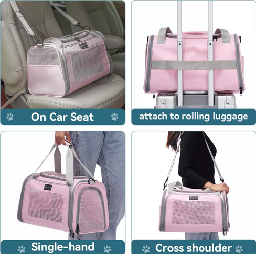 PETSFIT Large Soft Pet Carrier for Dogs & Cats (50x33x33cm) - Extendable, Foldab - Picture 7 of 10