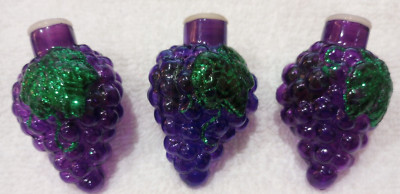 GRAPES CLUSTER LIGHT COVERS, LOT OF 3 SHINY ,  OWC VINTAGE GLASS SMALL 3''