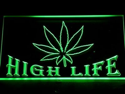 Custom High Life Home Bar LED Neon Sign Light Up Drink Pub weed cannabis stoner 