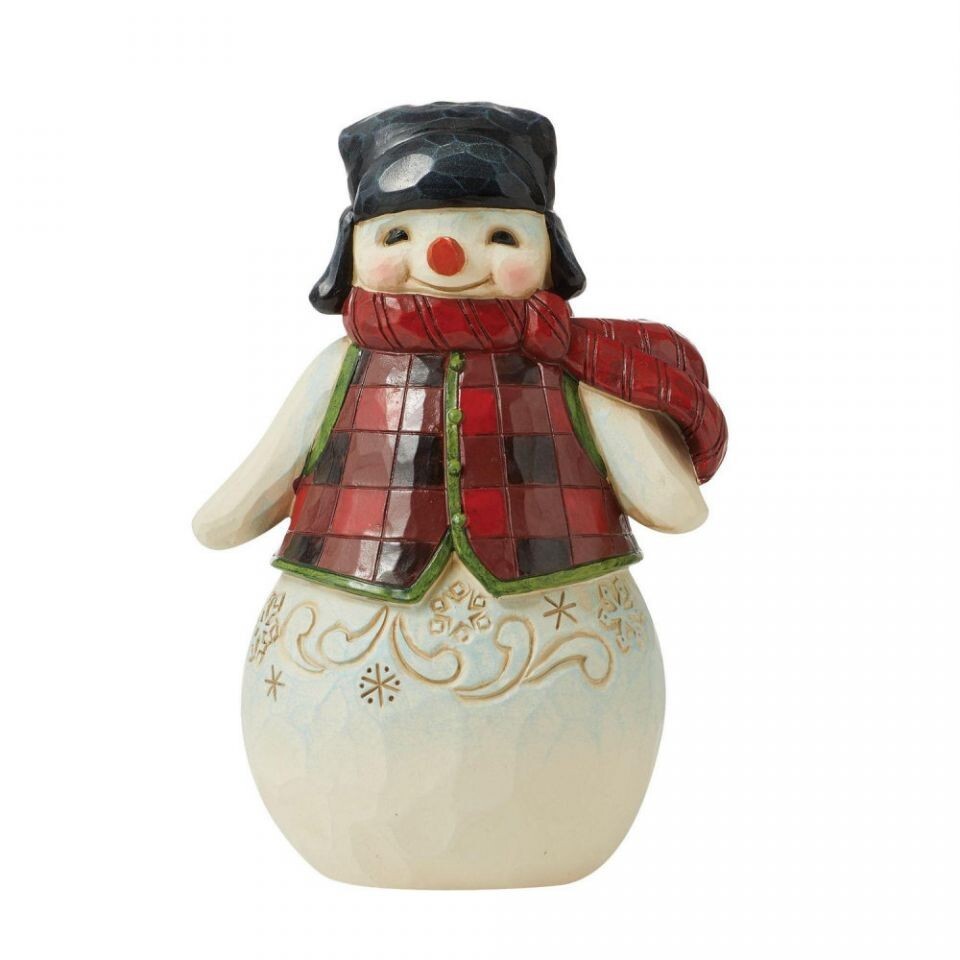 Jim Shore PINT SIZED SNOWMAN IN PLAID FIGURE-WINTER IS HERE 6011482 NEW 2022