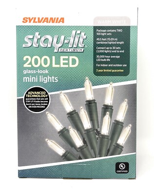 Sylvania Stay-Lit Platinum 200 LED Mini Lights Warm White (49.5ft Length)